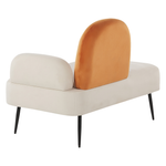 Chaiselongue Samtstoff weiss / orange rechtsseitig ARCEY