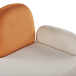 Chaiselongue Samtstoff weiss / orange rechtsseitig ARCEY
