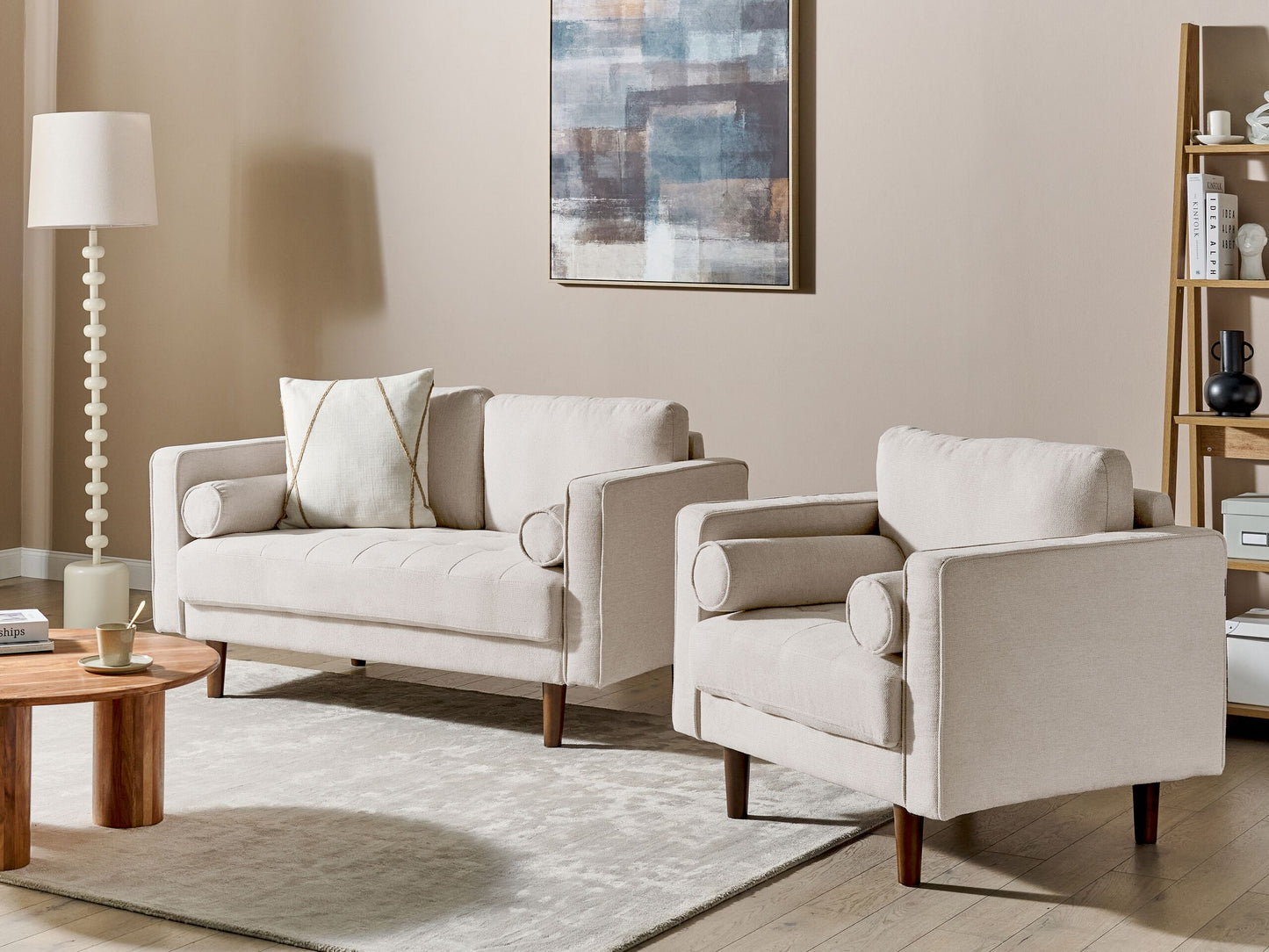 Sofa Set hellbeige 3-Sitzer NURMO