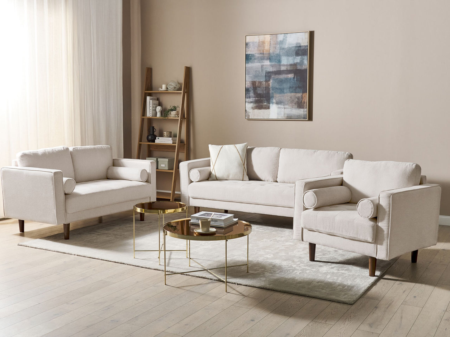 Sofa Set hellbeige 6-Sitzer NURMO