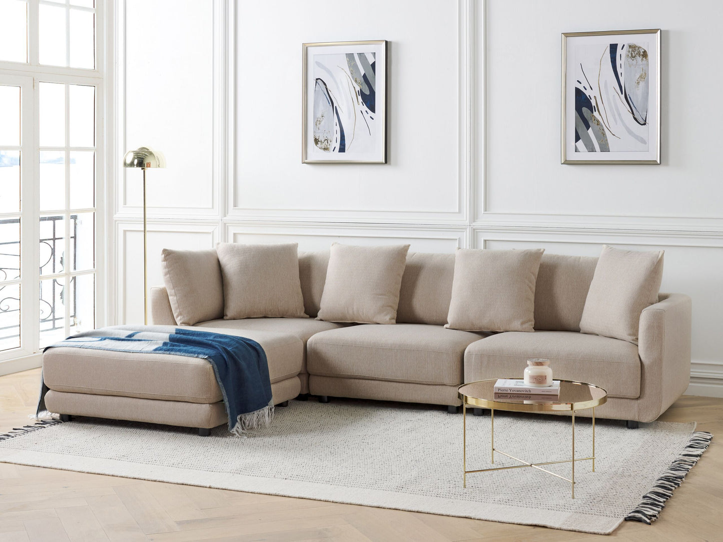 3-Sitzer Sofa beige mit Ottomane SIGTUNA