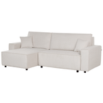 2-Sitzer Ecksofa Cord cremeweiss rechtsseitig mit Schlaffunktion ABACKA