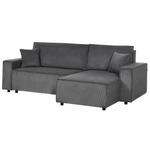 2-Sitzer Ecksofa Cord graphitgrau linksseitig mit Schlaffunktion ABACKA