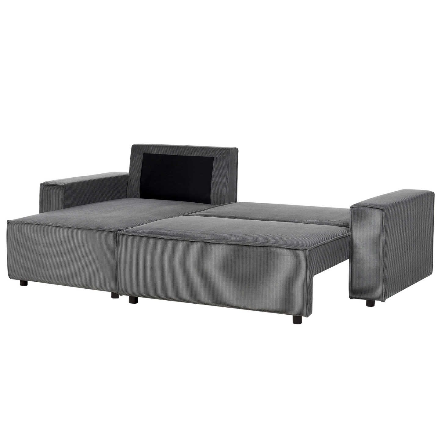2-Sitzer Ecksofa Cord graphitgrau rechtsseitig mit Schlaffunktion ABACKA