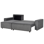 2-Sitzer Ecksofa Cord graphitgrau rechtsseitig mit Schlaffunktion ABACKA