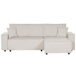 2-Sitzer Ecksofa Cord cremeweiss linksseitig mit Schlaffunktion ABACKA