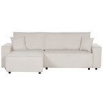 2-Sitzer Ecksofa Cord cremeweiss rechtsseitig mit Schlaffunktion ABACKA