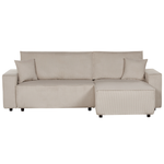 2-Sitzer Ecksofa Cord beige linksseitig mit Schlaffunktion ABACKA