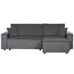2-Sitzer Ecksofa Cord graphitgrau linksseitig mit Schlaffunktion ABACKA