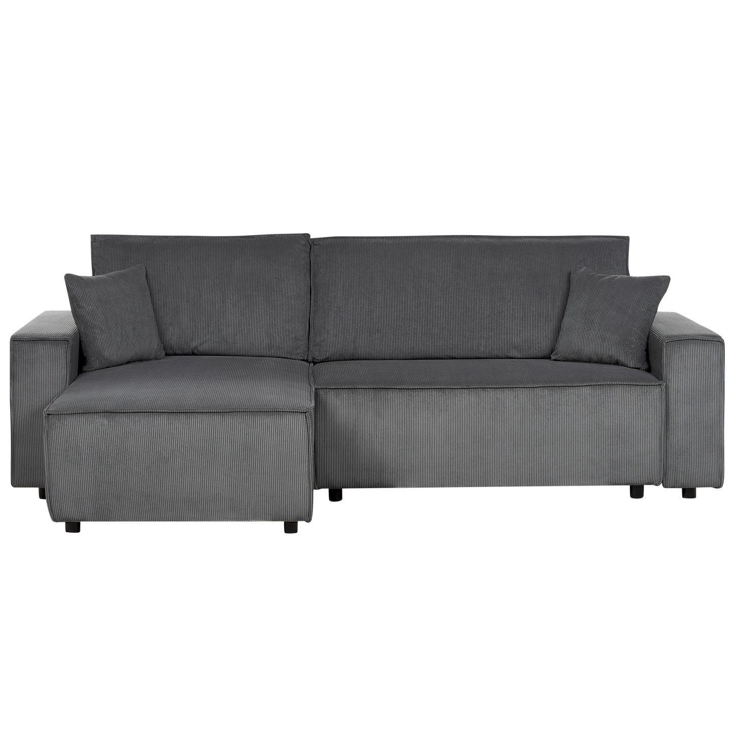 2-Sitzer Ecksofa Cord graphitgrau rechtsseitig mit Schlaffunktion ABACKA