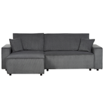 2-Sitzer Ecksofa Cord graphitgrau rechtsseitig mit Schlaffunktion ABACKA