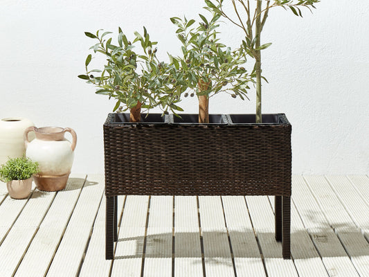Blumentopf mit Beinen CARAGANA PE Rattan 77 cm Dunkelbraun