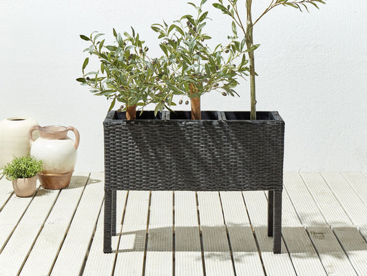Blumentopf mit Beinen CARAGANA PE Rattan 77 cm Schwarz