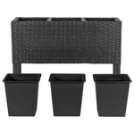 Blumentopf mit Beinen CARAGANA PE Rattan 77 cm Schwarz