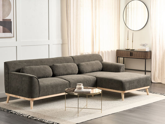 3-Sitzer Ecksofa Cord dunkelgrün linksseitig SIMOS