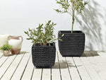 Set mit 2 Blumentöpfen BERBERIS PE Rattan 34/45 cm Schwarz