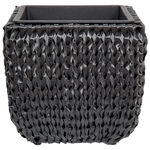 Set mit 2 Blumentöpfen BERBERIS PE Rattan 34/45 cm Schwarz