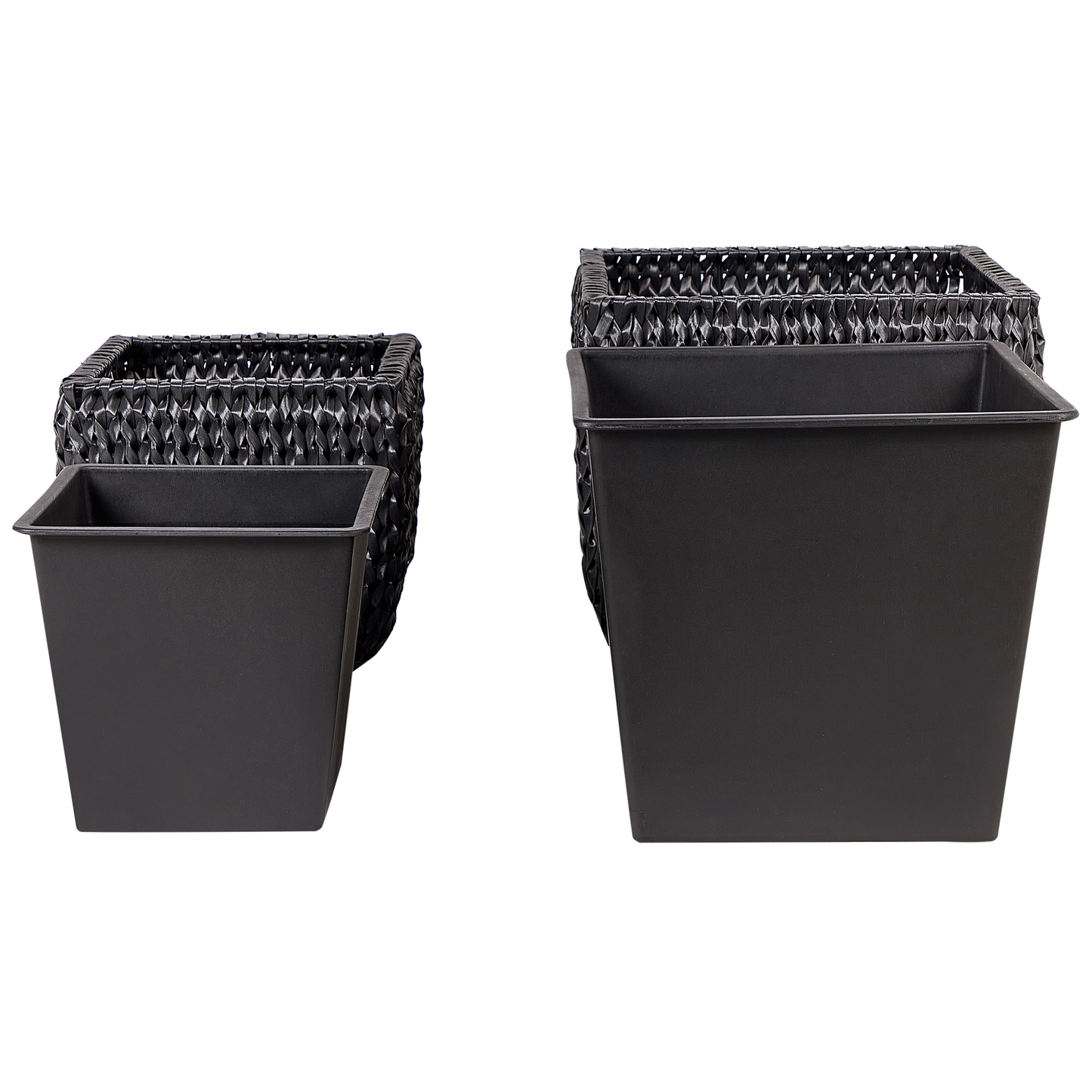 Set mit 2 Blumentöpfen BERBERIS PE Rattan 34/45 cm Schwarz