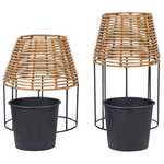 Blumentopf mit Beinen 2er Set BORAGO PE Rattan 20/21 cm Naturfarben