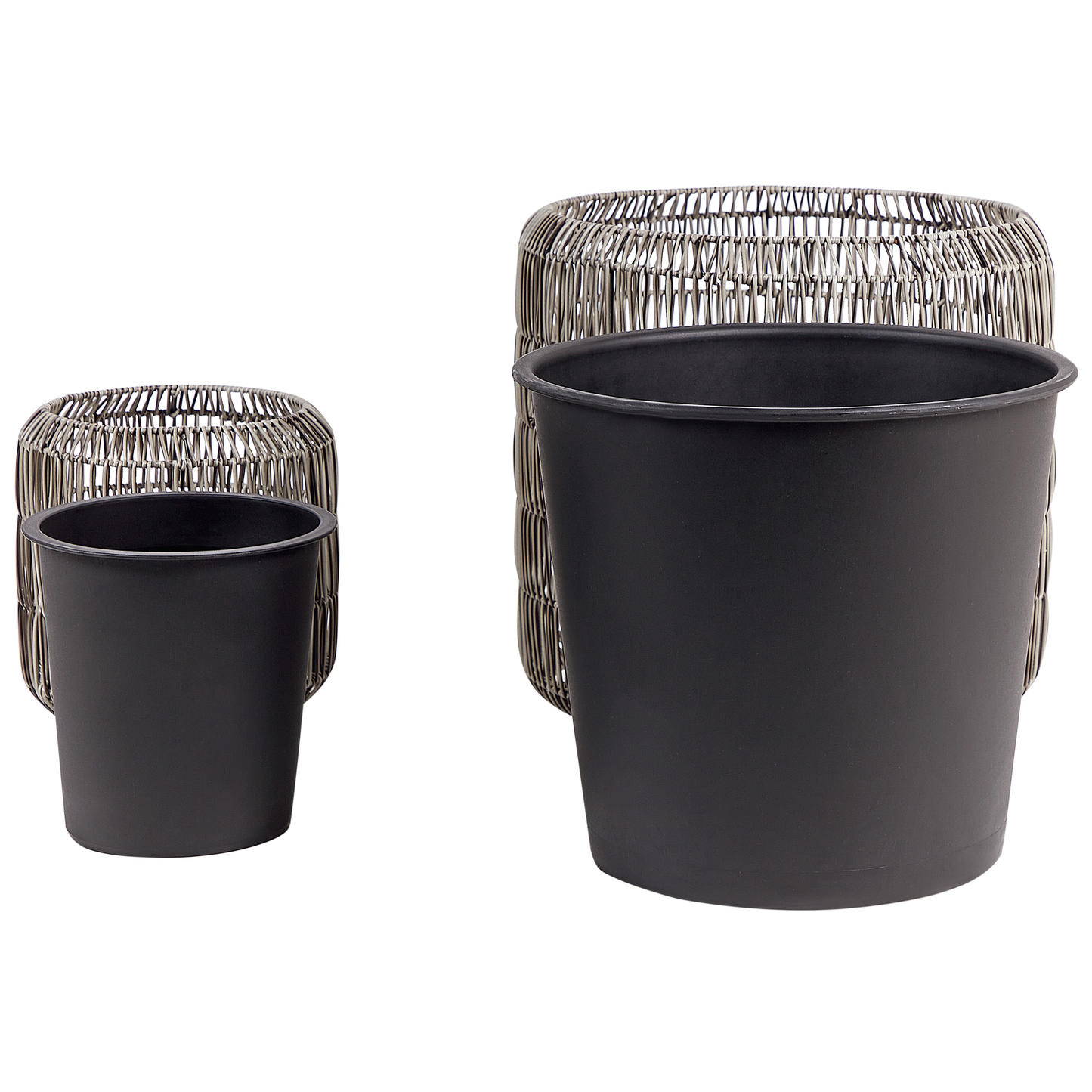 Set mit 2 Blumentöpfen BRODIEA PE Rattan 26/45 cm Hellbraun