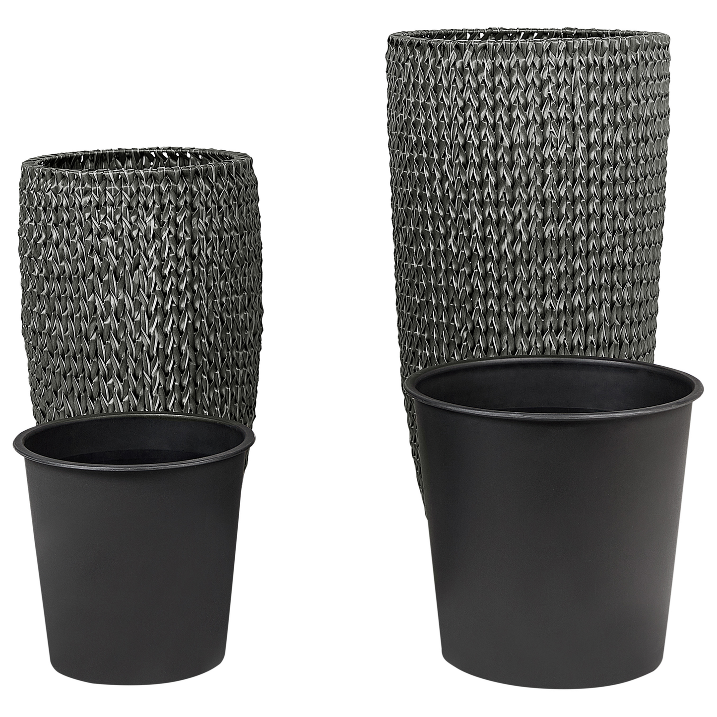 Set mit 2 Blumentöpfen CEDRUS PE Rattan 37/45 cm Schwarz