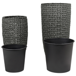 Set mit 2 Blumentöpfen CEDRUS PE Rattan 37/45 cm Schwarz