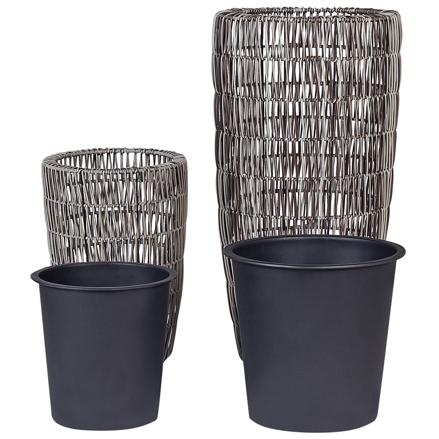 Set mit 2 Blumentöpfen CHELONE PE Rattan 26/34 cm Braun