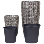 Set mit 2 Blumentöpfen CHELONE PE Rattan 26/34 cm Braun