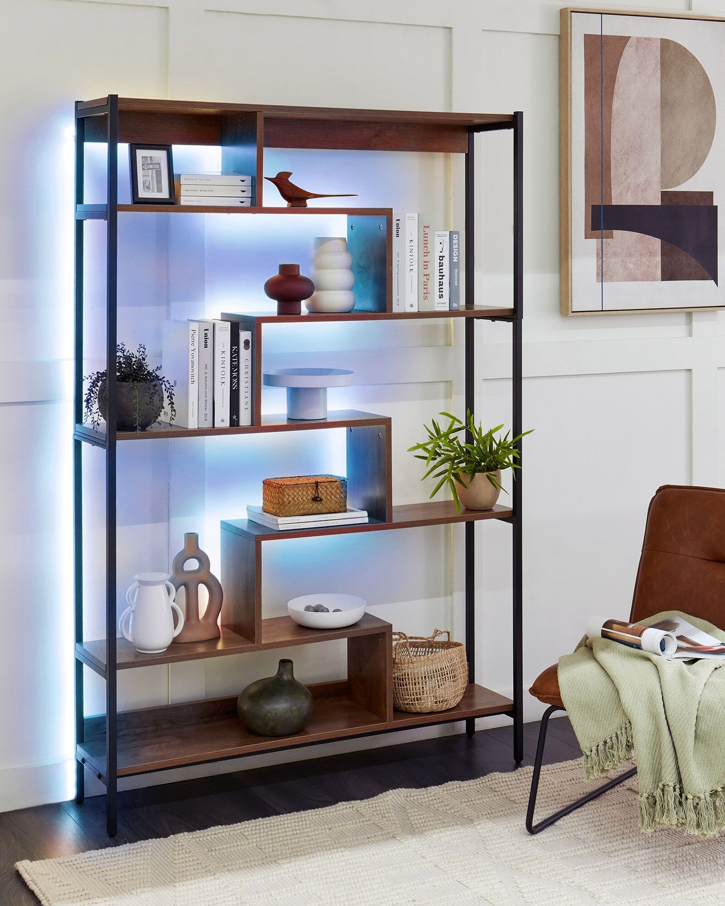 Bücherregal mit 6 Fächern DAVEN 180 cm Braun