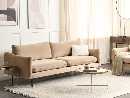 3-Sitzer Sofa Samtstoff beige VINTERBRO