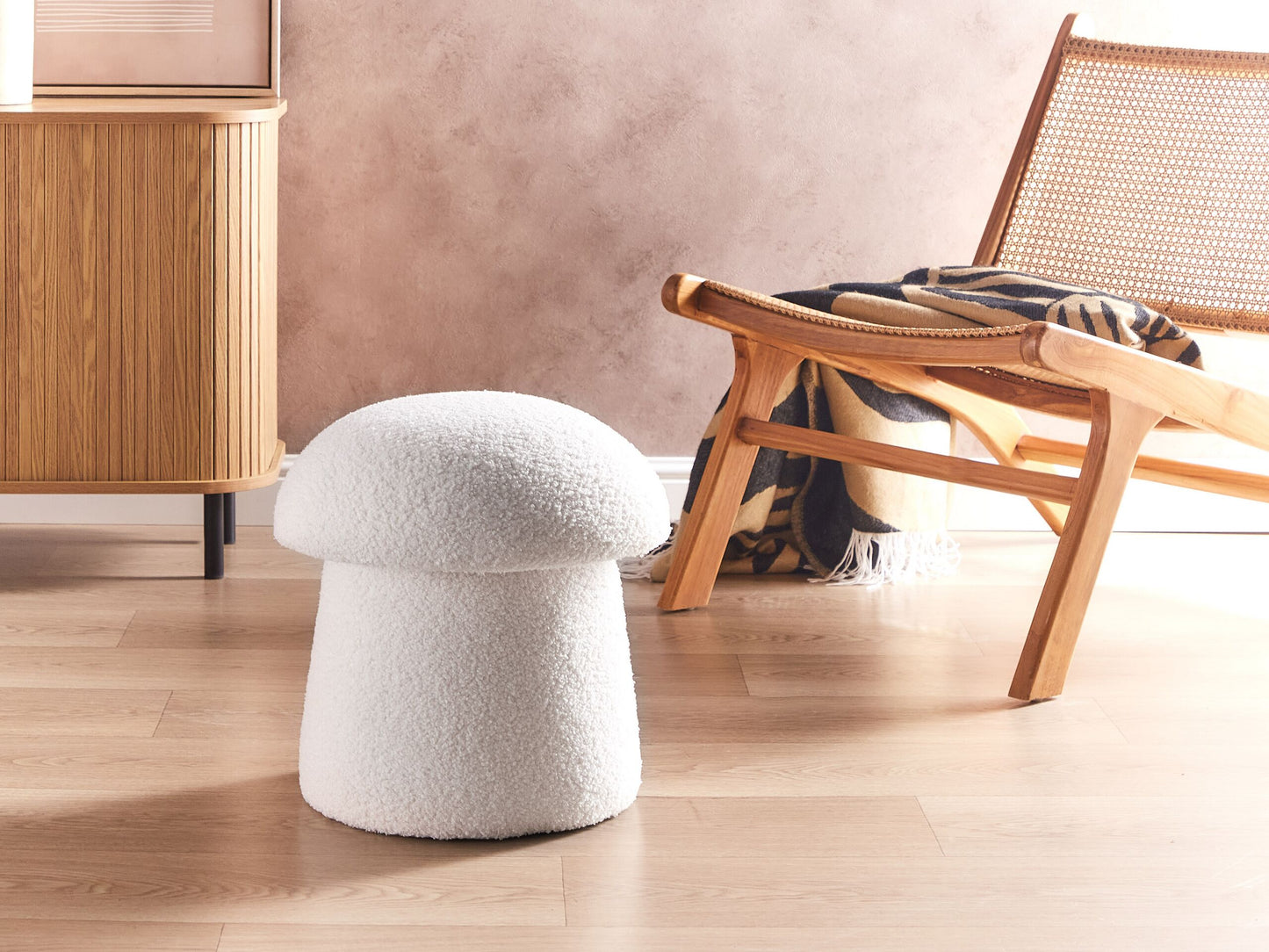Pouf Bouclé cremeweiss ⌀ 45 cm Pilzform TIOGA