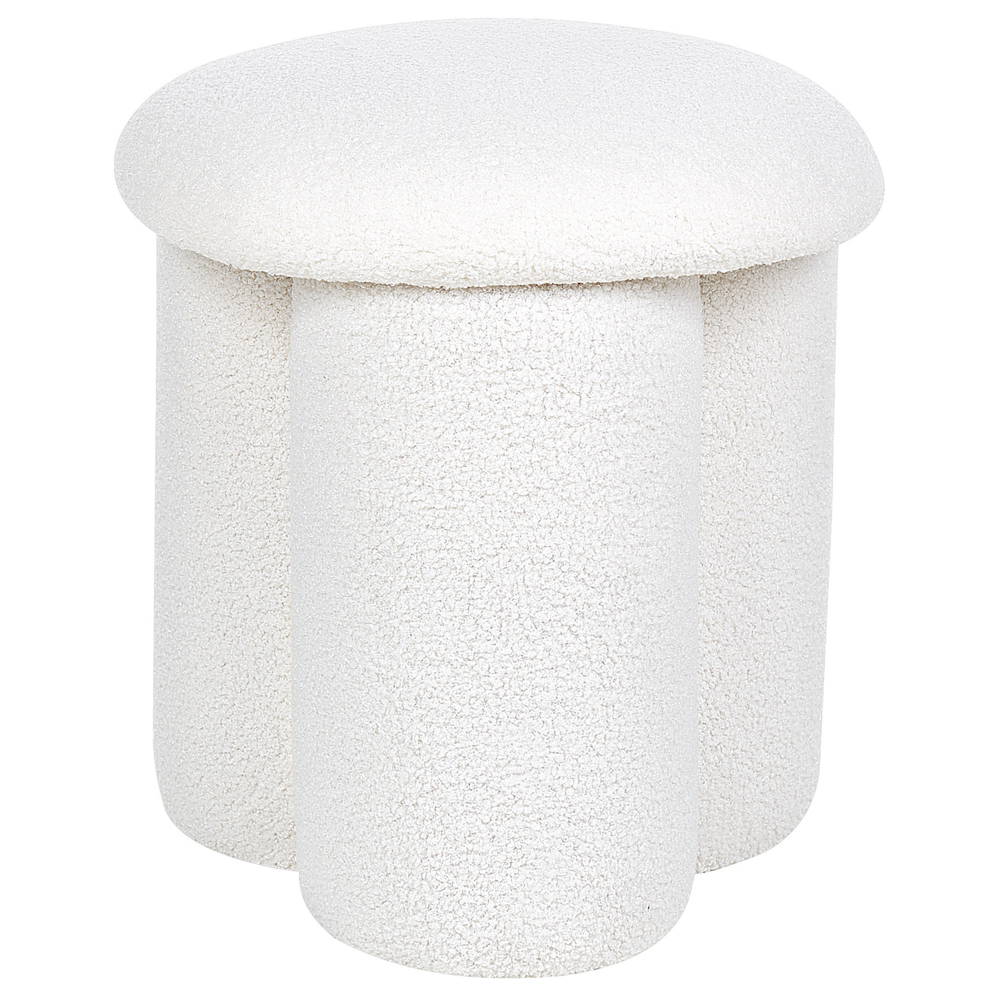 Pouf Bouclé weiss ⌀ 40 cm CARRINGTON