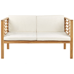 Lounge Set mit Tisch 4-Sitzer PACIFIC Akazienholz Cremeweiss