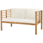 Lounge Set mit Tisch 4-Sitzer PACIFIC Akazienholz Cremeweiss