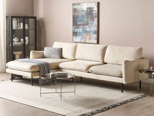 4-Sitzer Ecksofa Samtstoff hellbeige rechtsseitig VINTERBRO