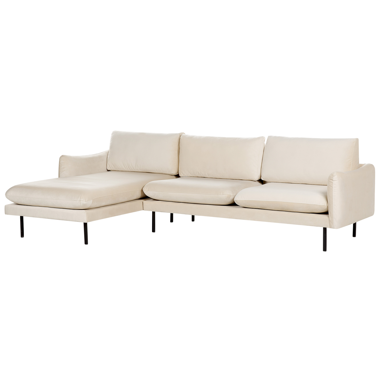 4-Sitzer Ecksofa Samtstoff hellbeige rechtsseitig VINTERBRO
