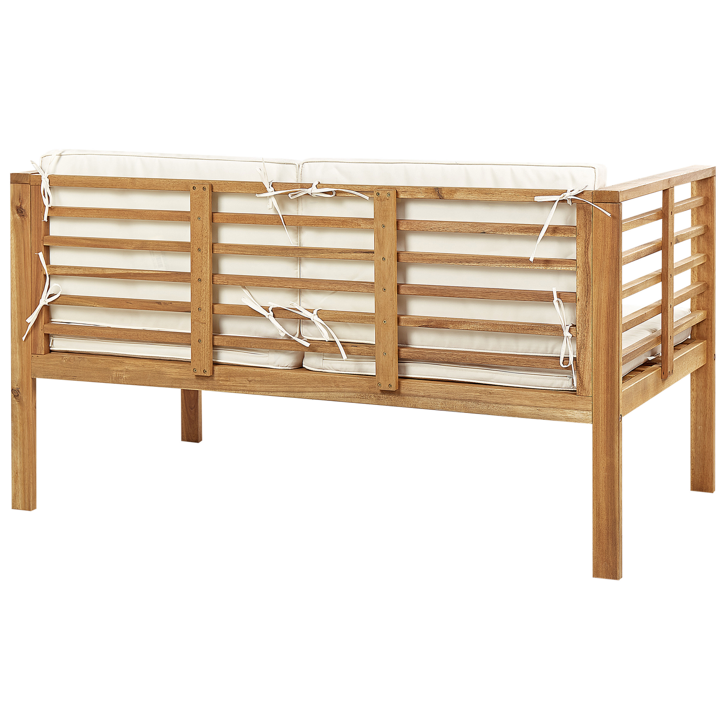 Lounge Set mit Tisch 4-Sitzer PACIFIC Akazienholz Cremeweiss