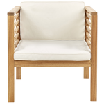 Lounge Set mit Tisch 4-Sitzer PACIFIC Akazienholz Cremeweiss