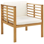 Lounge Set mit Tisch 4-Sitzer PACIFIC Akazienholz Cremeweiss