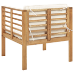 Lounge Set mit Tisch 4-Sitzer PACIFIC Akazienholz Cremeweiss