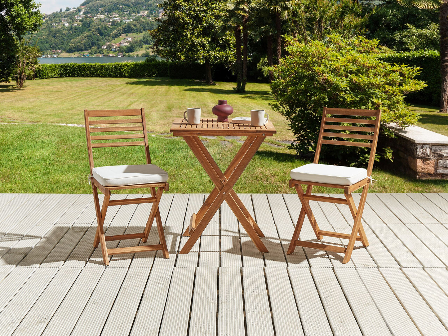 Gartenstuhlkissen 2er Set FIJI 29 x 38 cm Cremeweiss