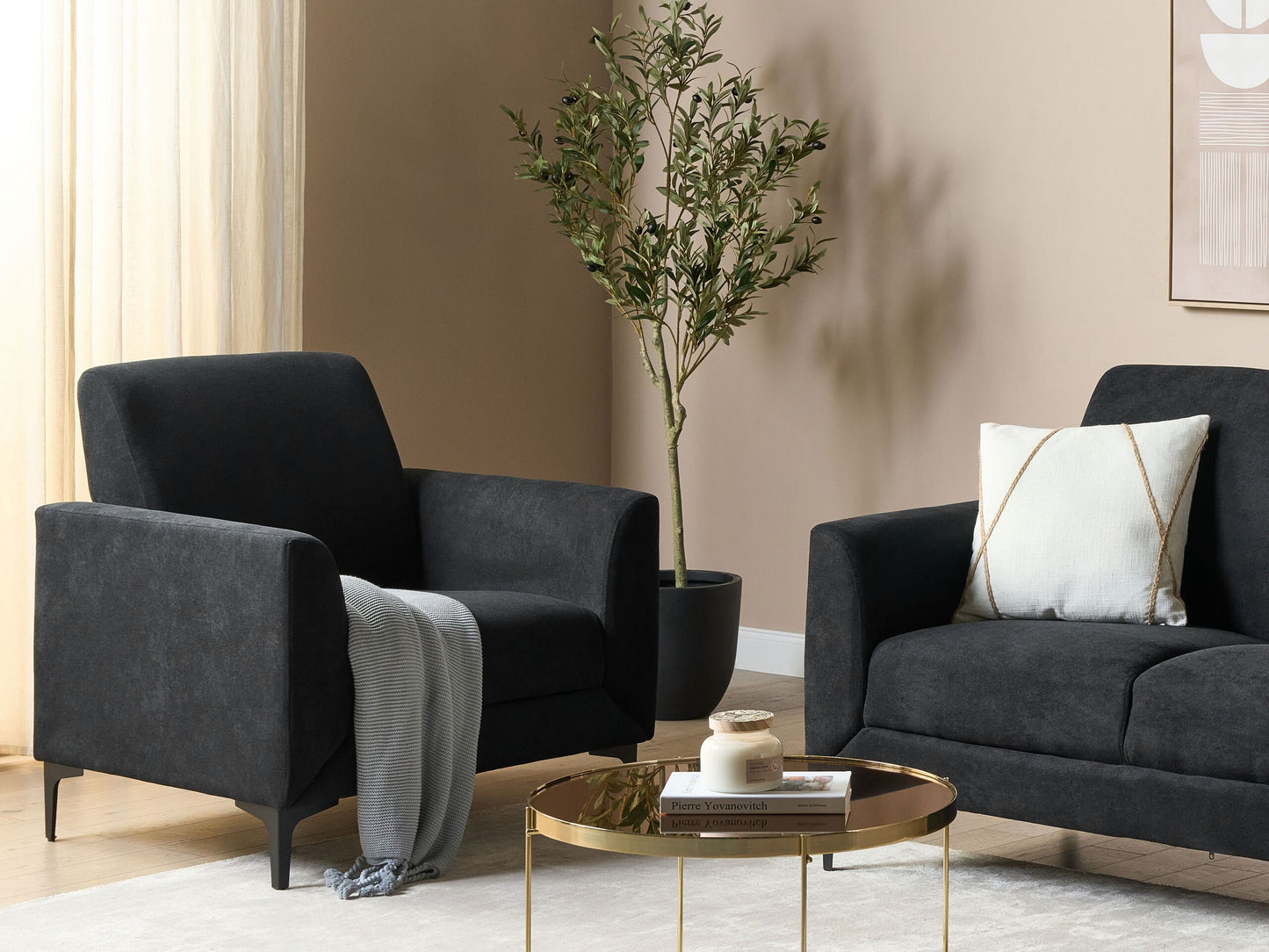 Sessel FENES Stoff Schwarz