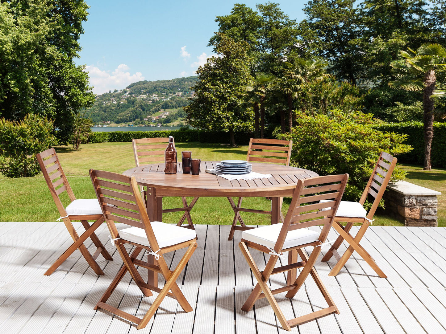 Gartenstuhlkissen 6er Set TOLVE 39 x 31 cm Cremeweiss