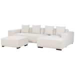 4-Sitzer Ecksofa Cord cremeweiss linksseitig mit Ottomane LUNGO