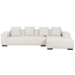4-Sitzer Ecksofa Cord cremeweiss linksseitig mit Ottomane LUNGO