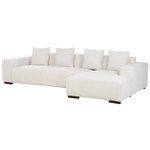 4-Sitzer Ecksofa Cord cremeweiss linksseitig mit Ottomane LUNGO