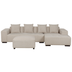 4-Sitzer Ecksofa Cord beige linksseitig mit Ottomane LUNGO