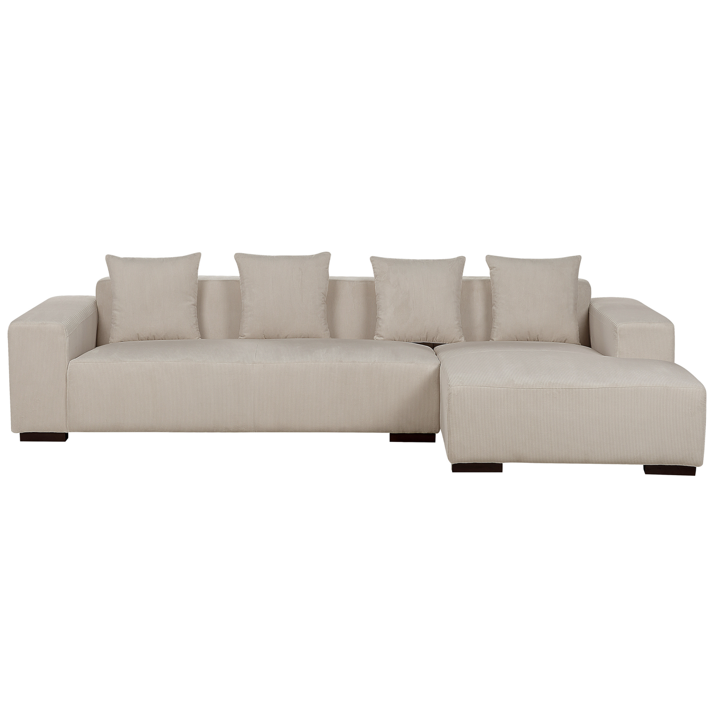 4-Sitzer Ecksofa Cord beige linksseitig mit Ottomane LUNGO