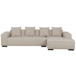 4-Sitzer Ecksofa Cord beige linksseitig mit Ottomane LUNGO