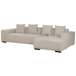 4-Sitzer Ecksofa Cord beige linksseitig mit Ottomane LUNGO